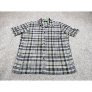 Patagonia Puckerware Shirt Mens Small Gray Seersucker Short Sleeve Button Up